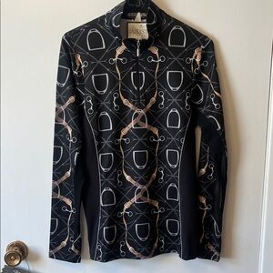 NWT Arista Equestrian Sun Blocker LS Stirrups & Bits Shirt Large